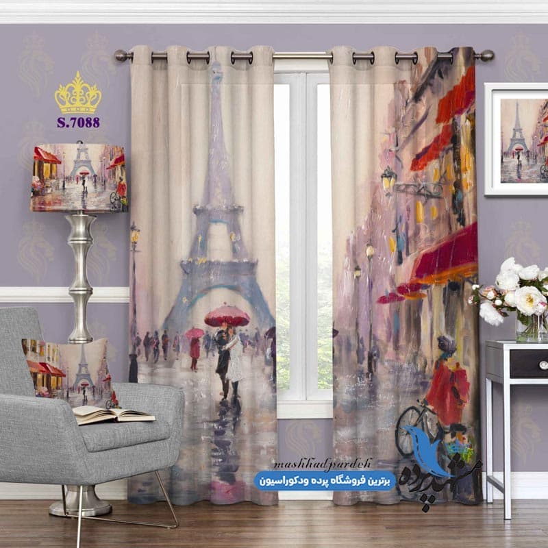 پرده پانچ منظره طرح نقاشی روز بارونی پاریس کد S7088