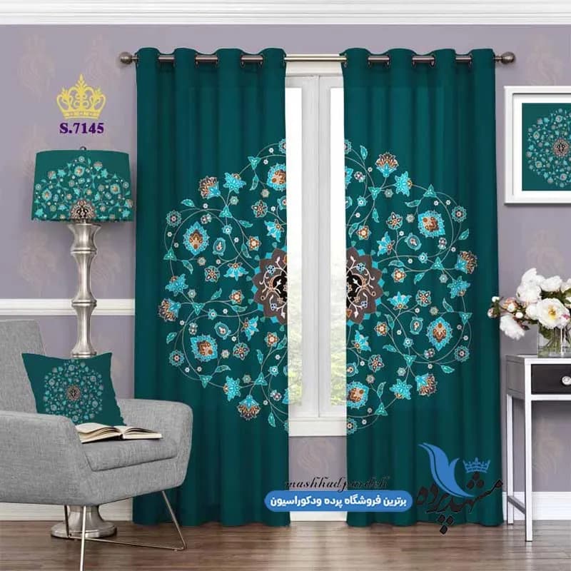 پرده پانچ گلدار طرح اسلیمی کد S7145