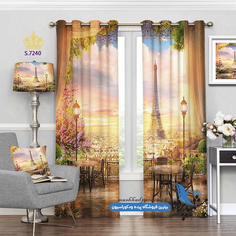 پرده پانچ منظره طرح نمای شهر پاریس کد S7240