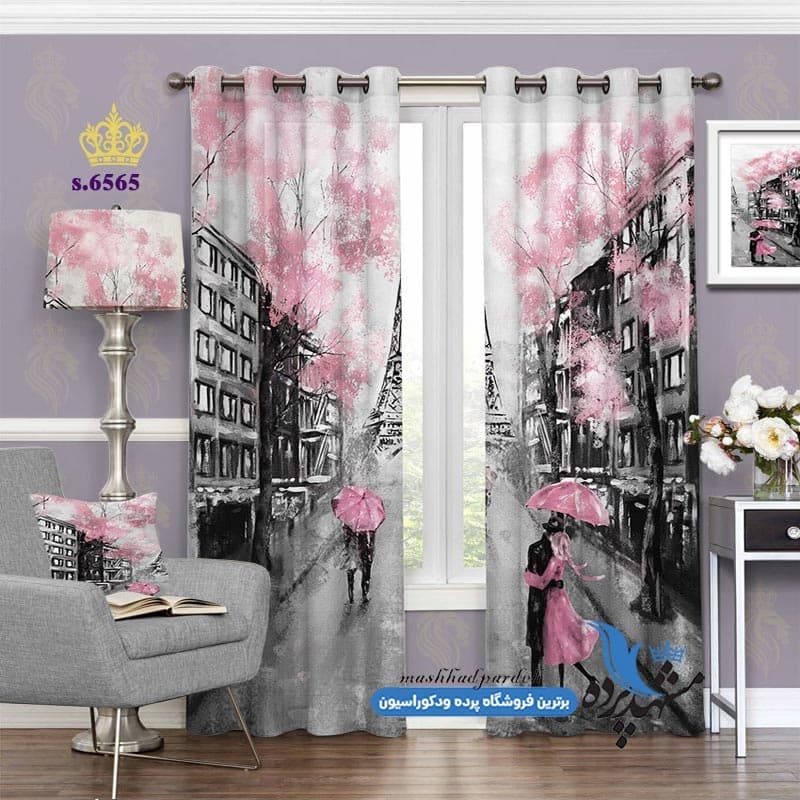 پرده پانچ منظره طرح نقاشی خیابان پاریس کد S6565