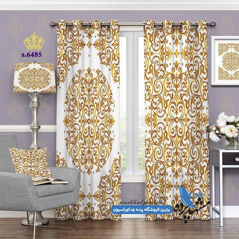 پرده پانچ اسلیمی طرح پیچک و حاشیه کد S6485
