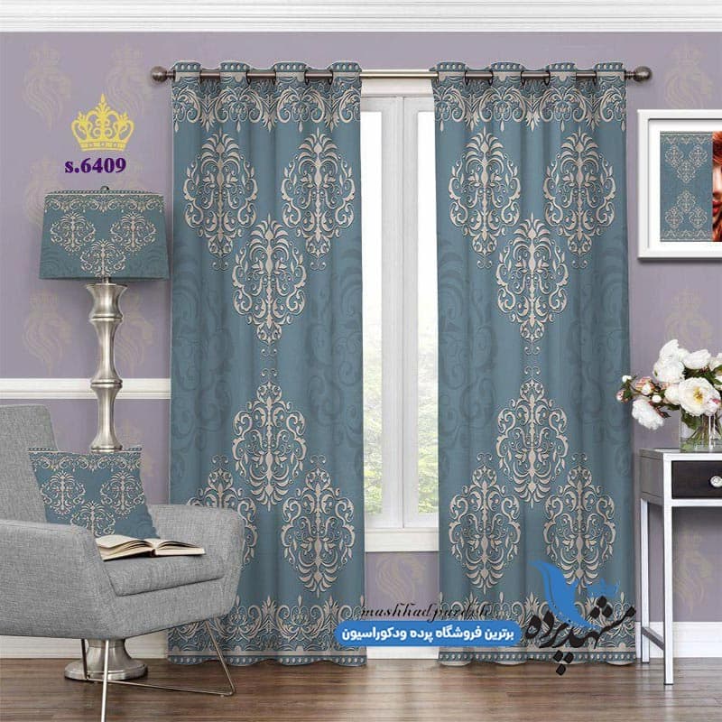 پرده پانچ اسلیمی طرح حاشیه کاری کد S6409