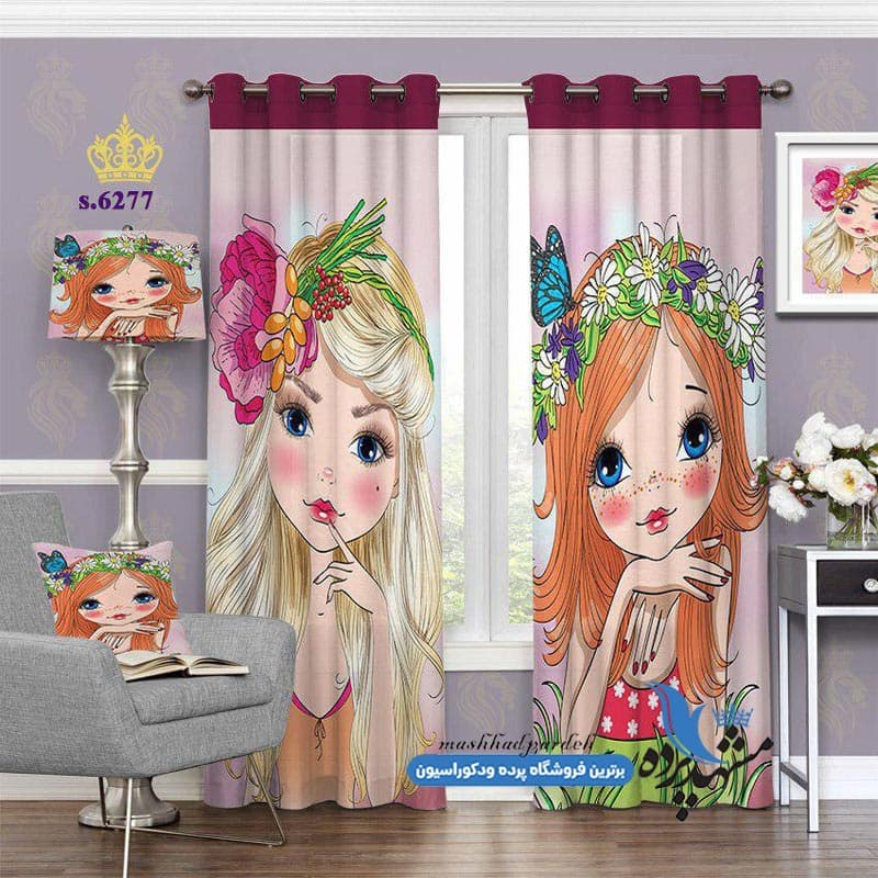 پرده پانچ دخترانه طرح فانتزی کد S6277