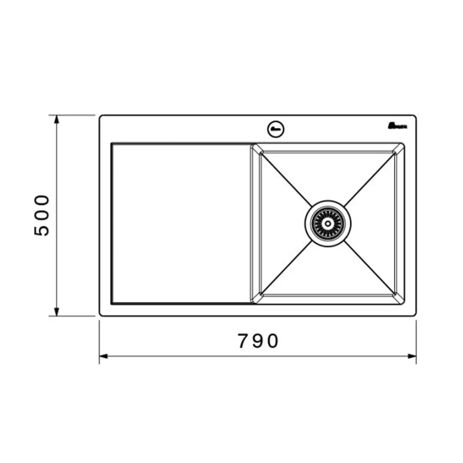 سینک ظرفشویی توکار بیمکث BS 721 ابعاد 50 * 79 — تصویر ۳