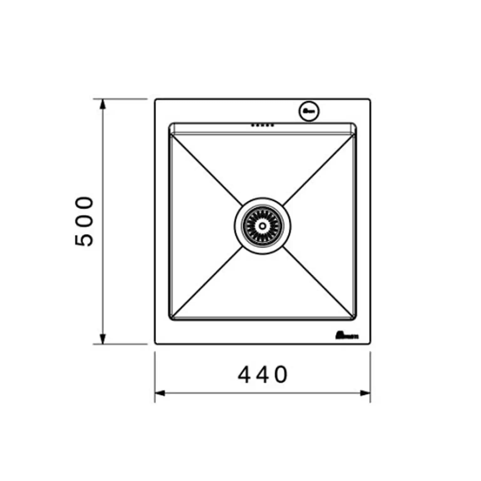 سینک ظرفشویی توکار بیمکث BS 720 ابعاد 44 * 50 — تصویر ۳