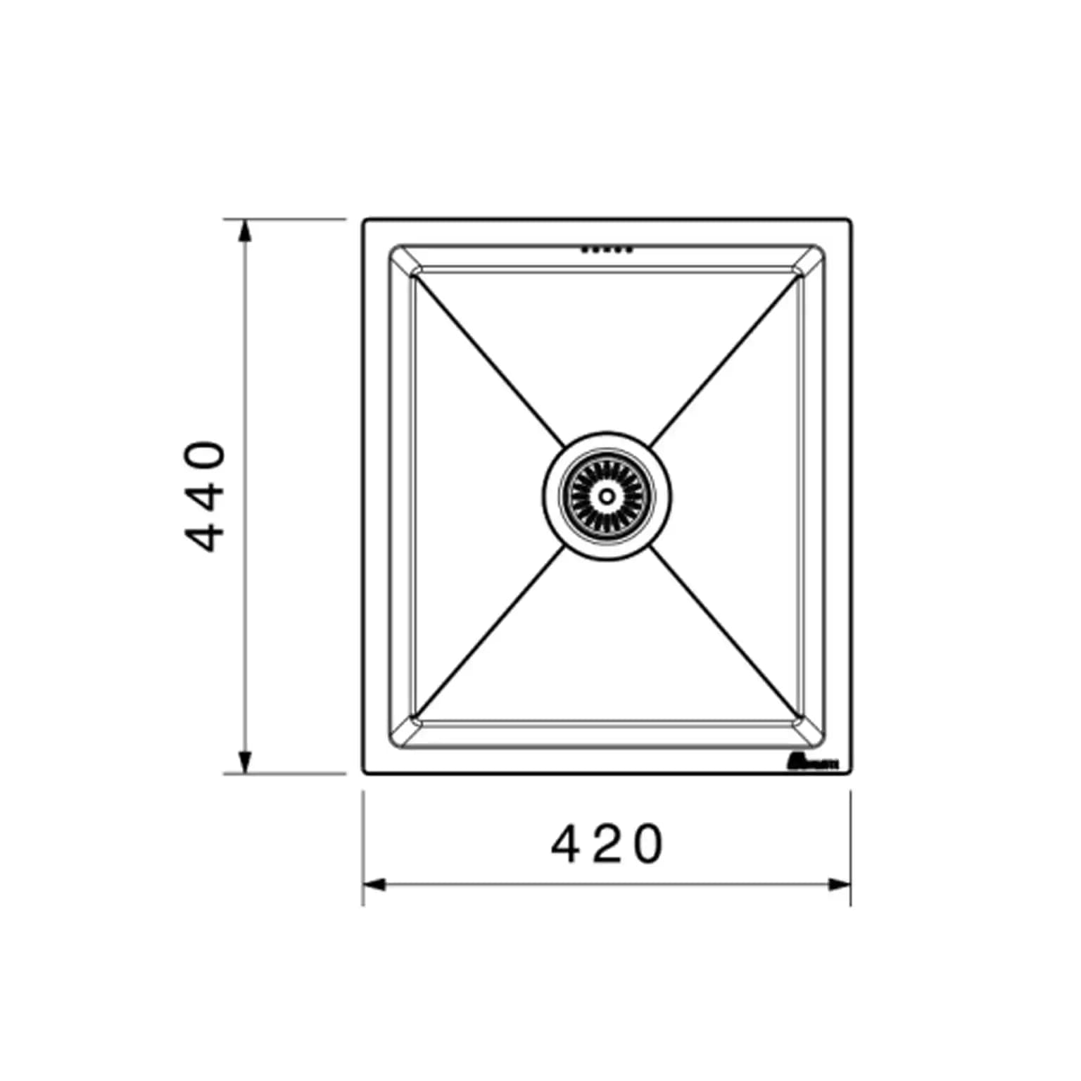 سینک ظرفشویی توکار بیمکث BS 726 ابعاد 42 * 44 — تصویر ۳
