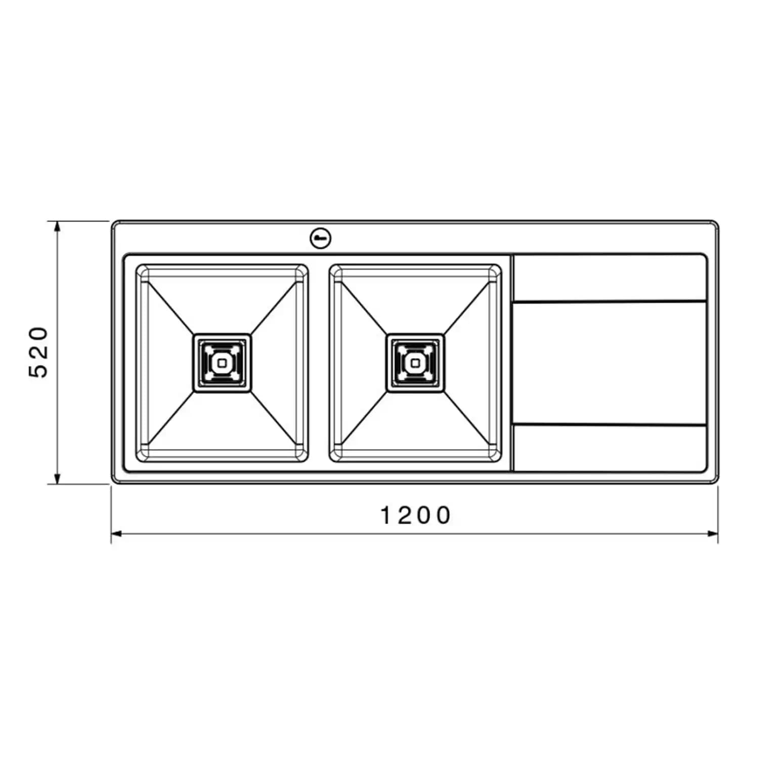سینک ظرفشویی توکار بیمکث BS 745 ابعاد 52 * 120 — تصویر ۳
