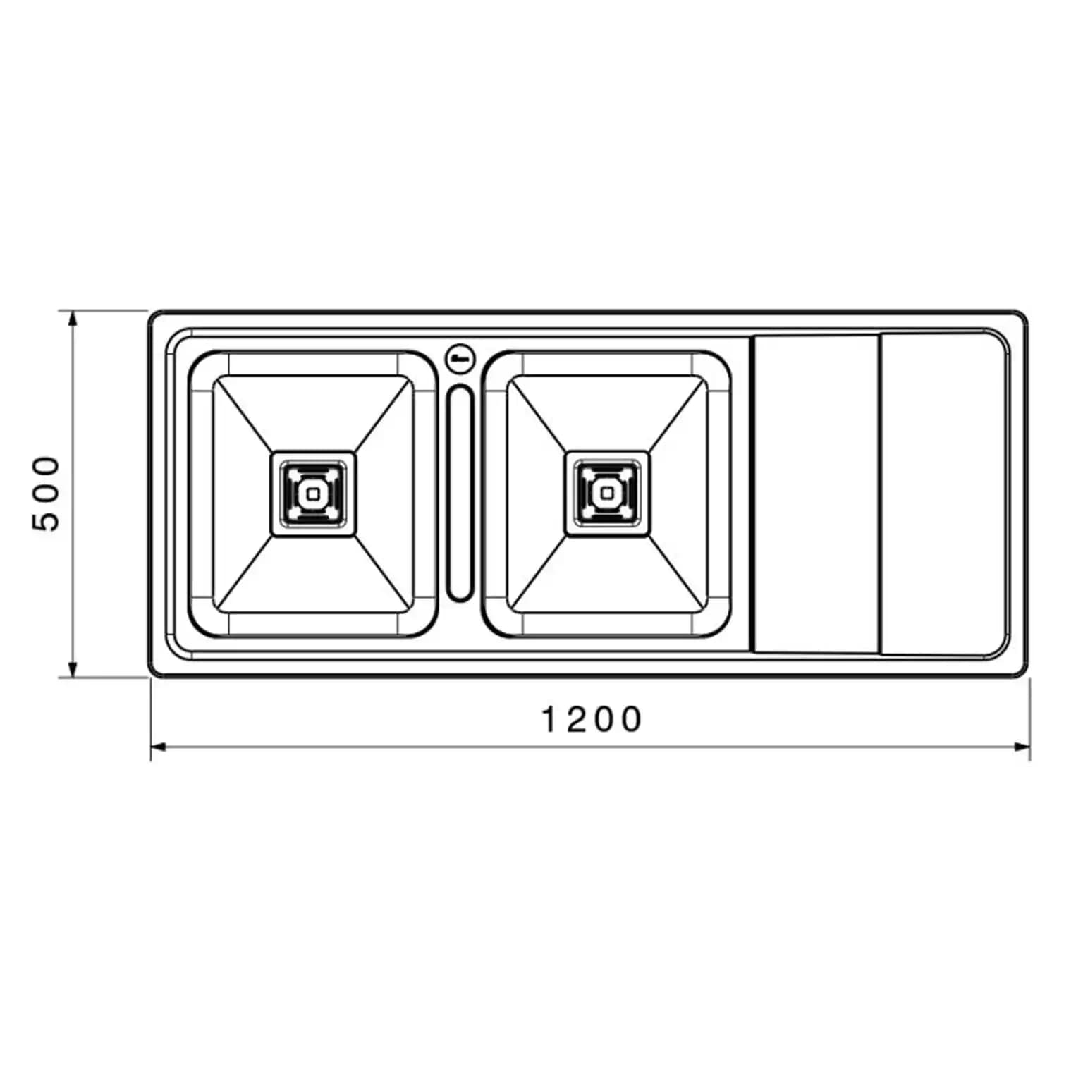 سینک ظرفشویی توکار بیمکث BS 842 ابعاد 50 * 120 — تصویر ۳