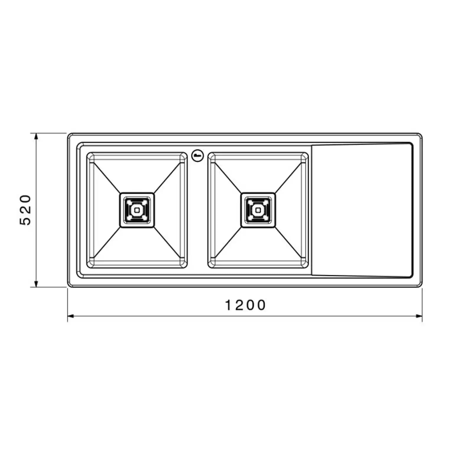 سینک ظرفشویی توکار بیمکث BS 743 ابعاد 52 * 120 — تصویر ۳
