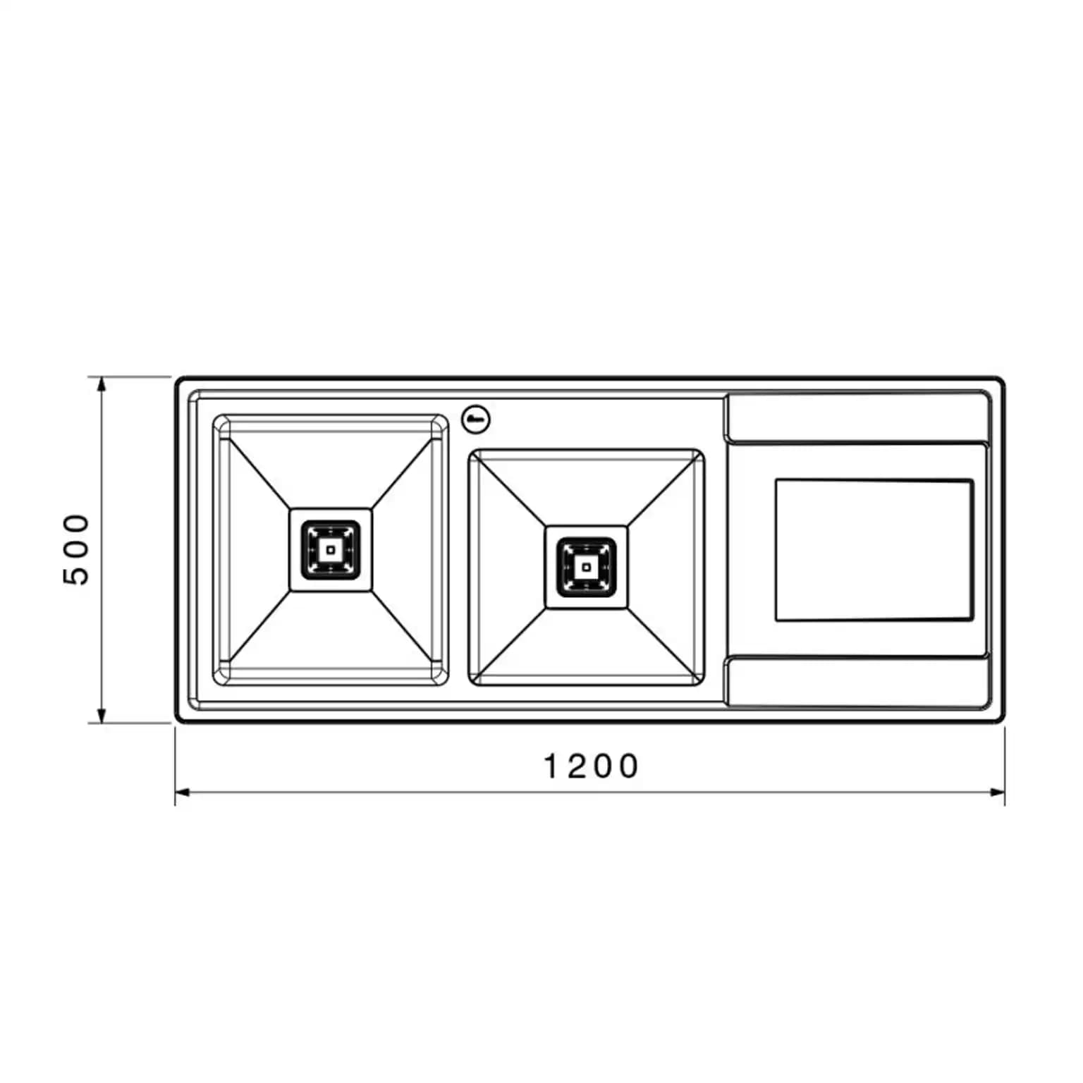 سینک ظرفشویی توکار بیمکث BS 741 ابعاد 50 * 120 — تصویر ۳