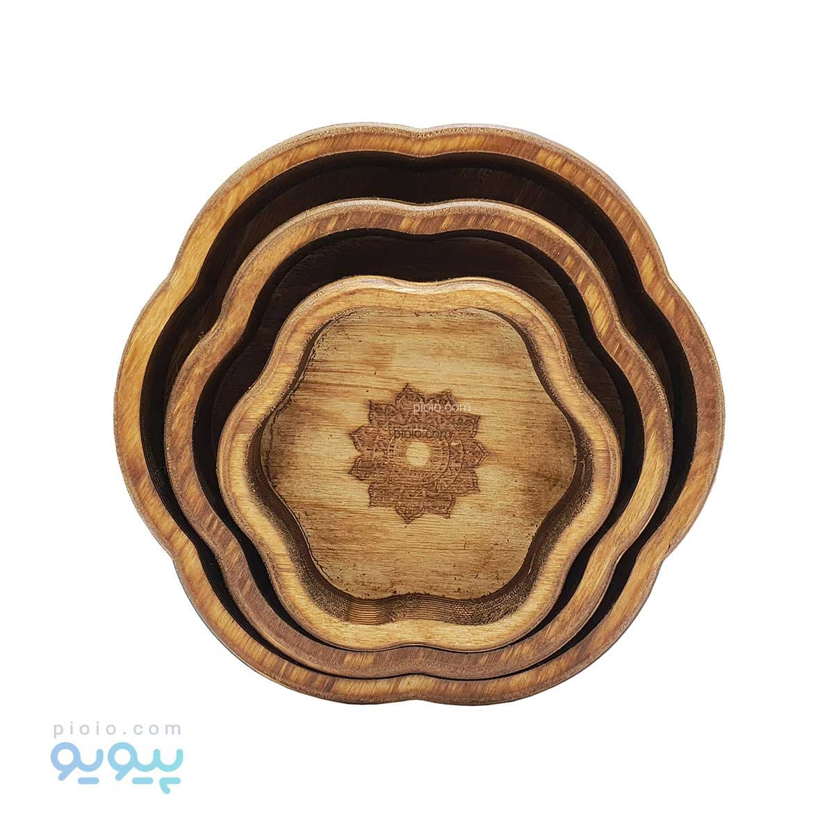 ظروف چوبی طرح گل مجموعه سه عددی — تصویر ۳