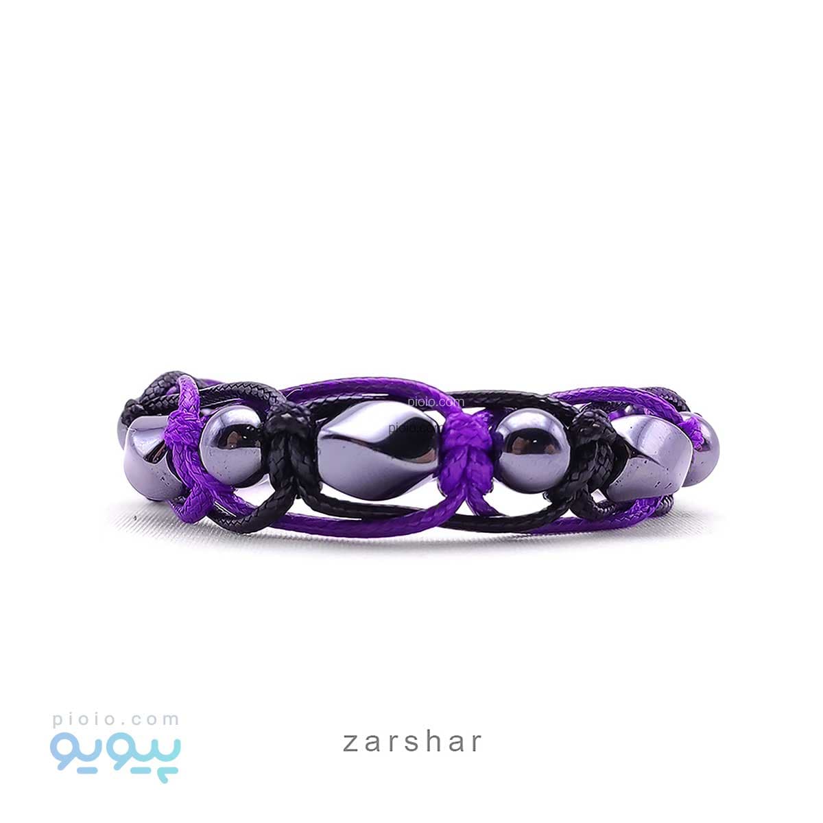 دستبند بافت چرم سنگ حدید Violet — تصویر ۲