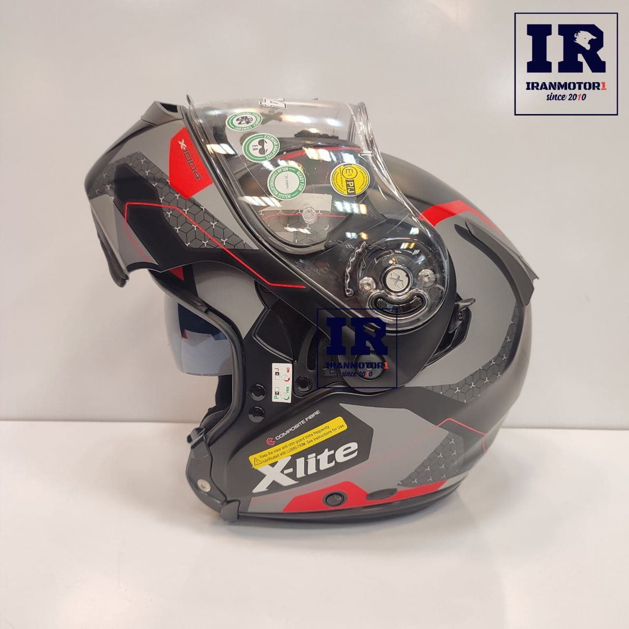 کلاه کاسکت فک متحرک X-lite X 1004 nolan group مشکی قرمز خاکستری — تصویر ۶