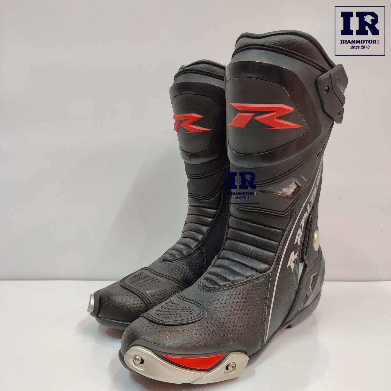 بوت ریسی موتور سواری راپیدو Rapido – مشکی قرمز — تصویر ۳