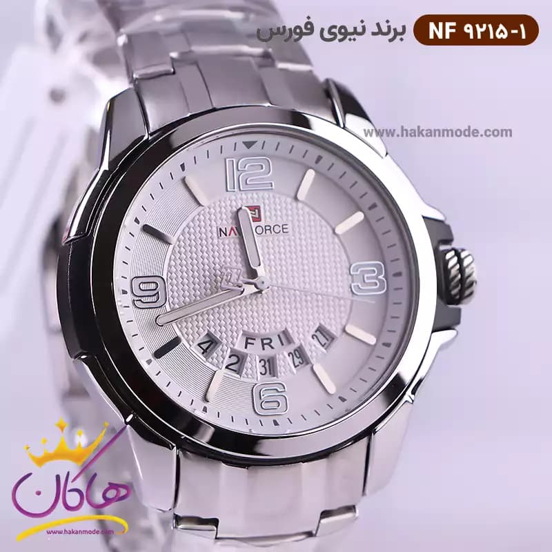 ساعت نیوی فورس مردانه فلزی نقره ای صفحه سفید 9215/1 — تصویر ۲