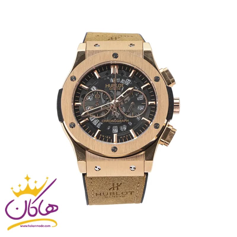 ساعت هابلوت مردانه اسکلتون کرنوگراف قاب رزگلد 888/44