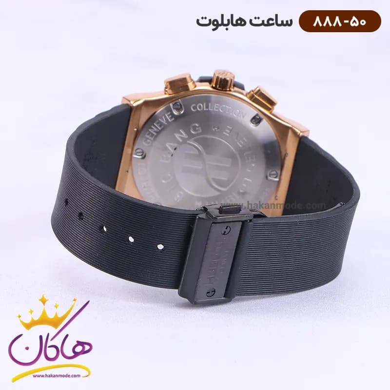 ساعت هابلوت مردانه بند رابر مشکی کرنوگراف اندکس رزگلد 888/50 — تصویر ۵