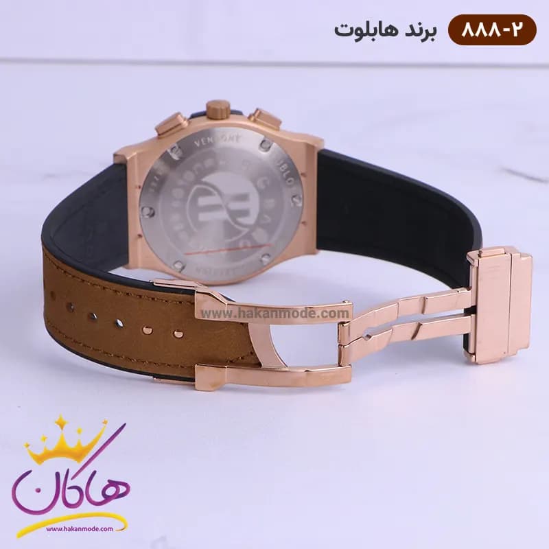 ساعت هابلوت مردانه بند جیر قهوه‌ ای کرنوگراف 888/2 — تصویر ۳