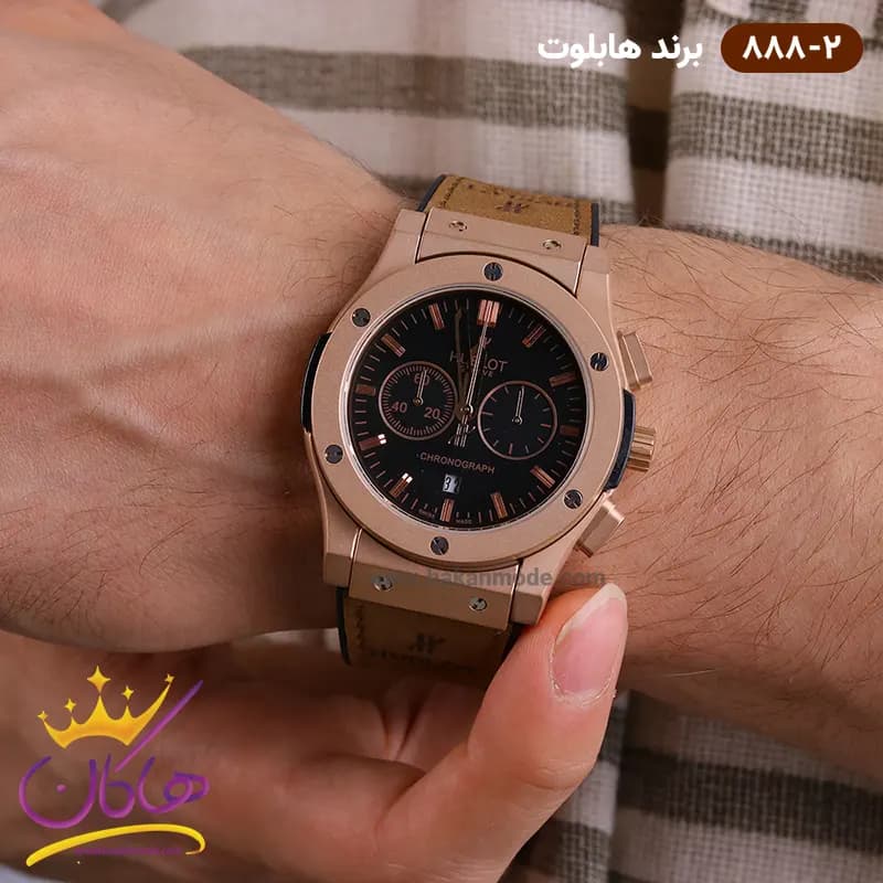 ساعت هابلوت مردانه بند جیر قهوه‌ ای کرنوگراف 888/2 — تصویر ۲