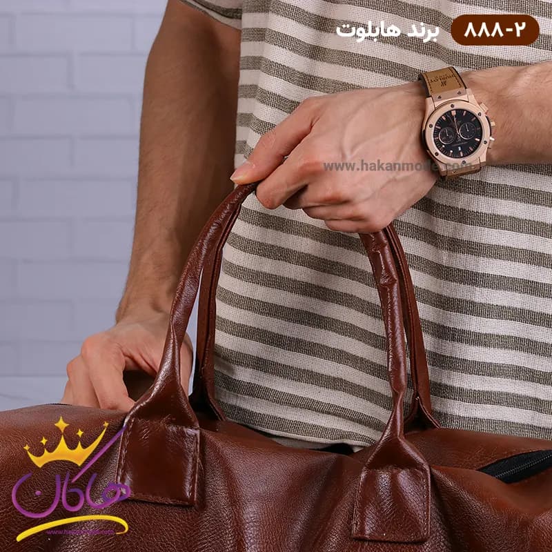 ساعت هابلوت مردانه بند جیر قهوه‌ ای کرنوگراف 888/2 — تصویر ۴