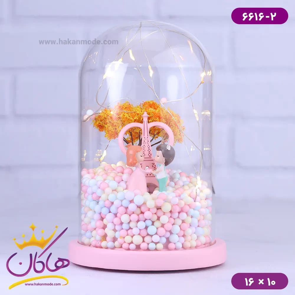 حباب شیشه ای چراغ دار زوج عاشق 6616/2 — تصویر ۲