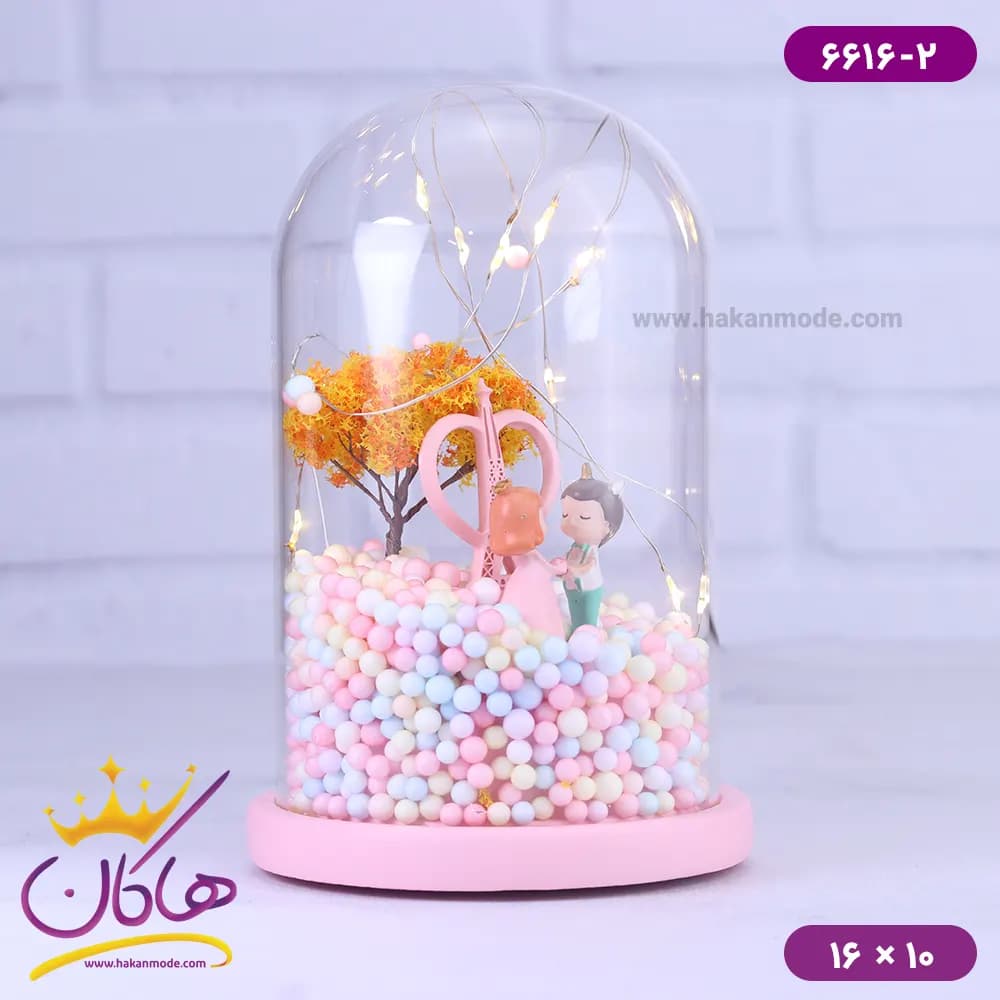 حباب شیشه ای چراغ دار زوج عاشق 6616/2 — تصویر ۳