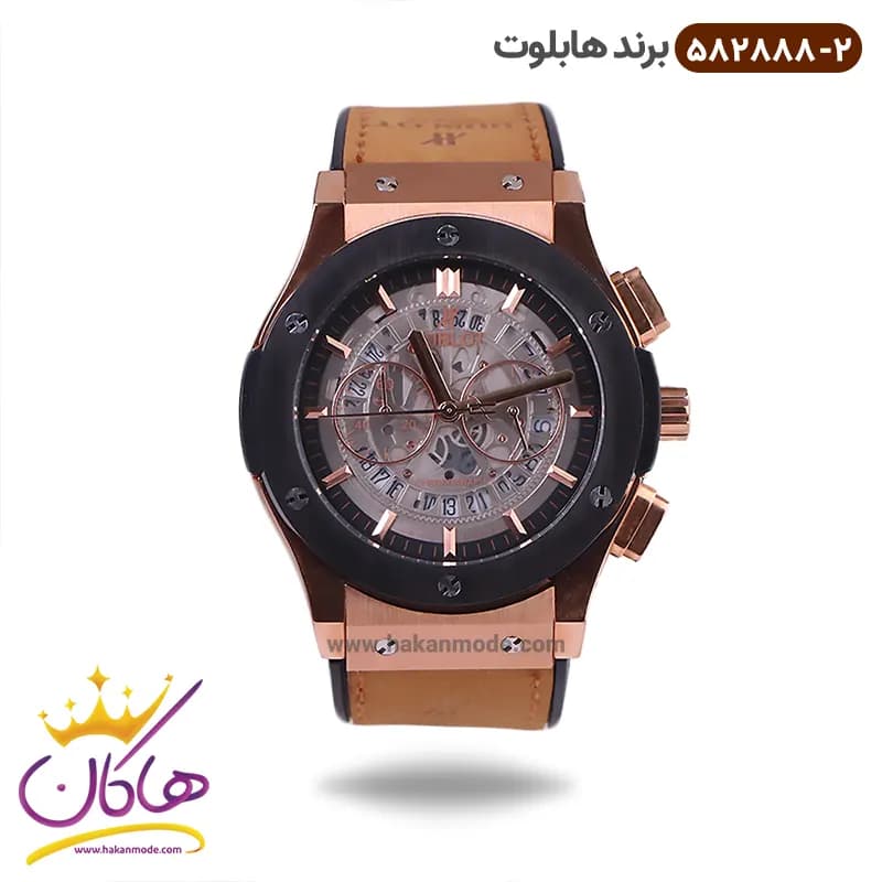 ساعت هابلوت مردانه بند رابر کرنوگراف صفحه اسکلتون قاب مشکی 582888/2