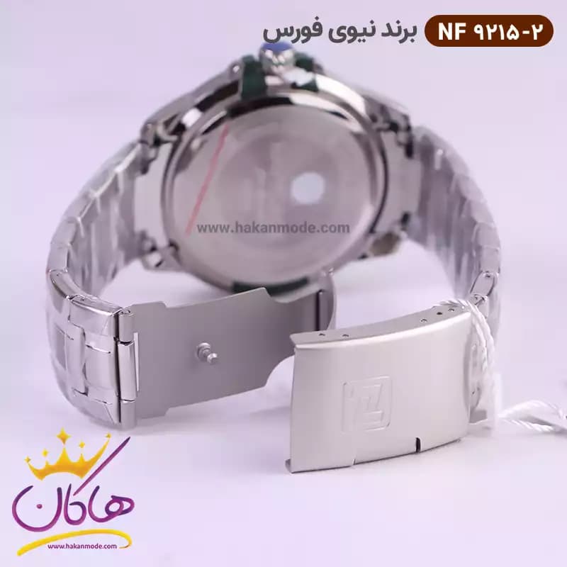 ساعت نیوی فورس مردانه فلزی نقره ای صفحه سبز 9215/2 — تصویر ۳