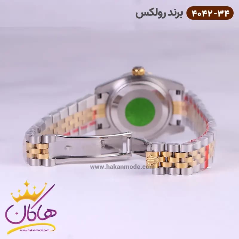 ساعت رولکس زنانه فلزی دیت جاست صفحه مشکی 4042/34 — تصویر ۳