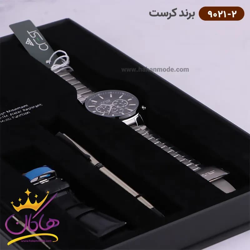 ساعت کرست مردانه صفحه مشکی فول دیت مدل 9021/2 — تصویر ۲