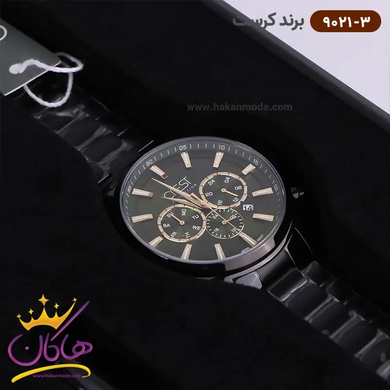 ساعت مچی مردانه کرست استیل مشکی مدل crest 9021/3