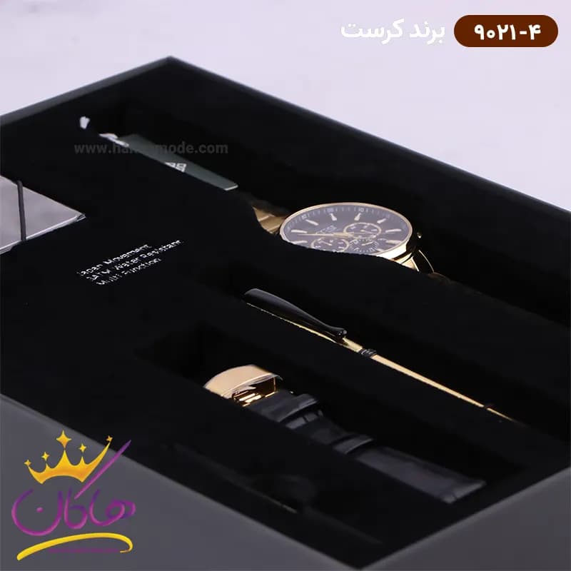 ساعت کرست مردانه استیل طلایی دو زمانه مدل 9021/4 — تصویر ۲