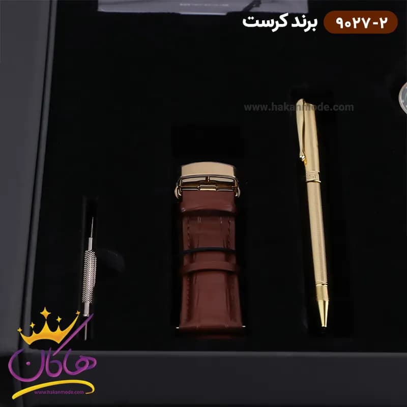 ساعت کرست مردانه فلزی طلایی دو زمانه مدل 9027/2 — تصویر ۵