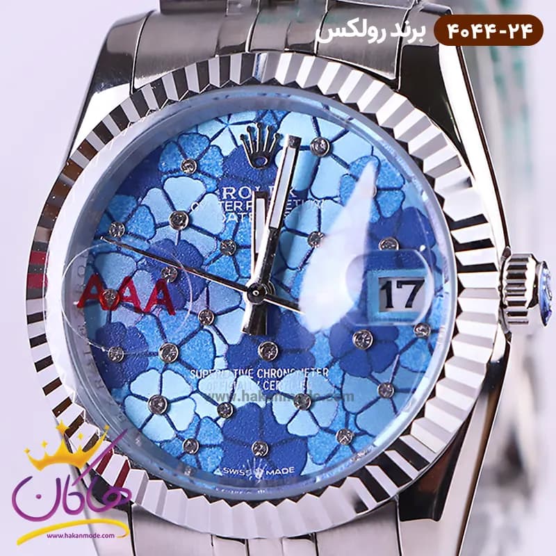 ساعت رولکس مردانه فلزی صفحه آبی گلدار 4044/24 — تصویر ۲