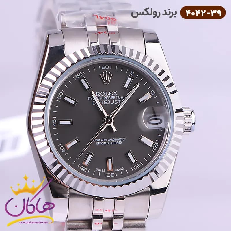 ساعت رولکس زنانه فلزی دیت جاست صفحه طوسی 4042/39 — تصویر ۲