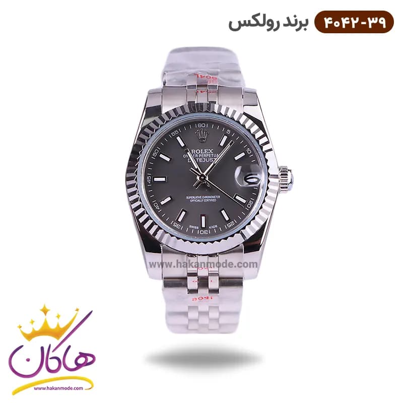 ساعت رولکس زنانه فلزی دیت جاست صفحه طوسی 4042/39