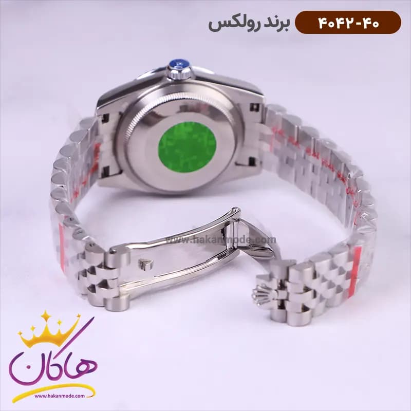 ساعت رولکس زنانه فلزی دیت جاست نقره ای صفحه سبز 4042/40 — تصویر ۴