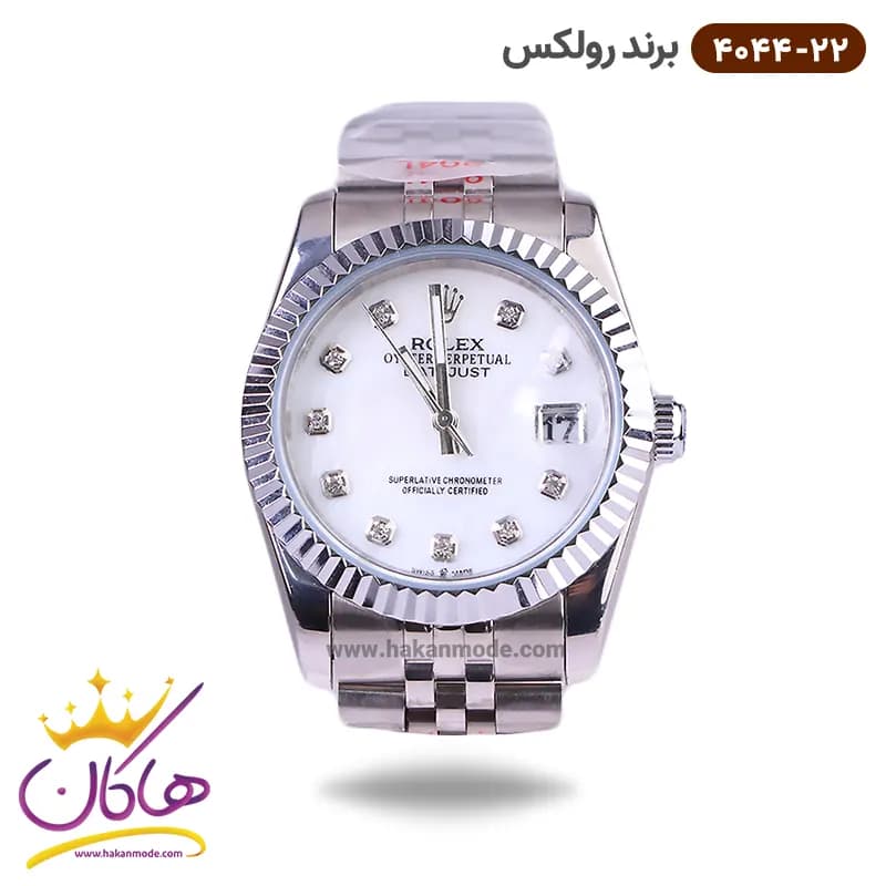 ساعت رولکس مردانه فلزی نقره ای صفحه سفید 4044/22