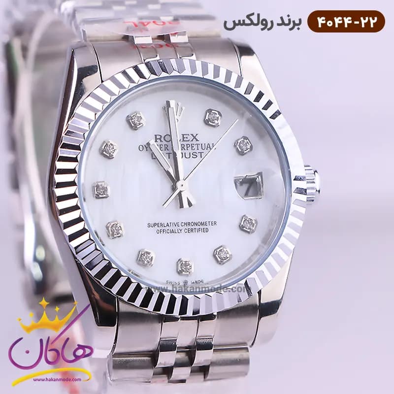 ساعت رولکس مردانه فلزی نقره ای صفحه سفید 4044/22 — تصویر ۲
