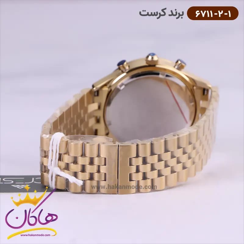 ساعت ست کرست فلزی طلایی فول دیت مدل crest 6711/2 — تصویر ۸