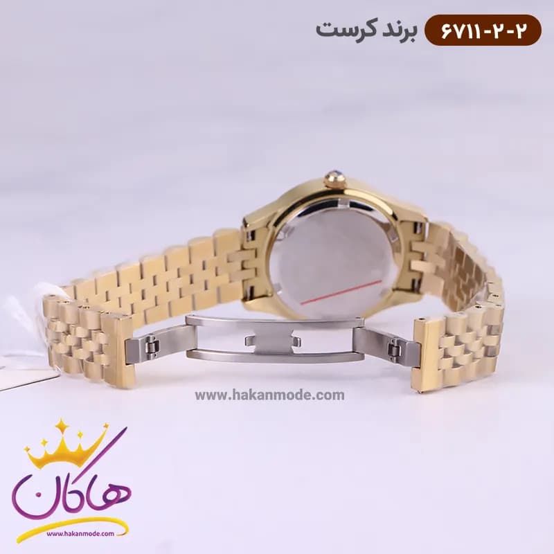 ساعت ست کرست فلزی طلایی فول دیت مدل crest 6711/2 — تصویر ۶
