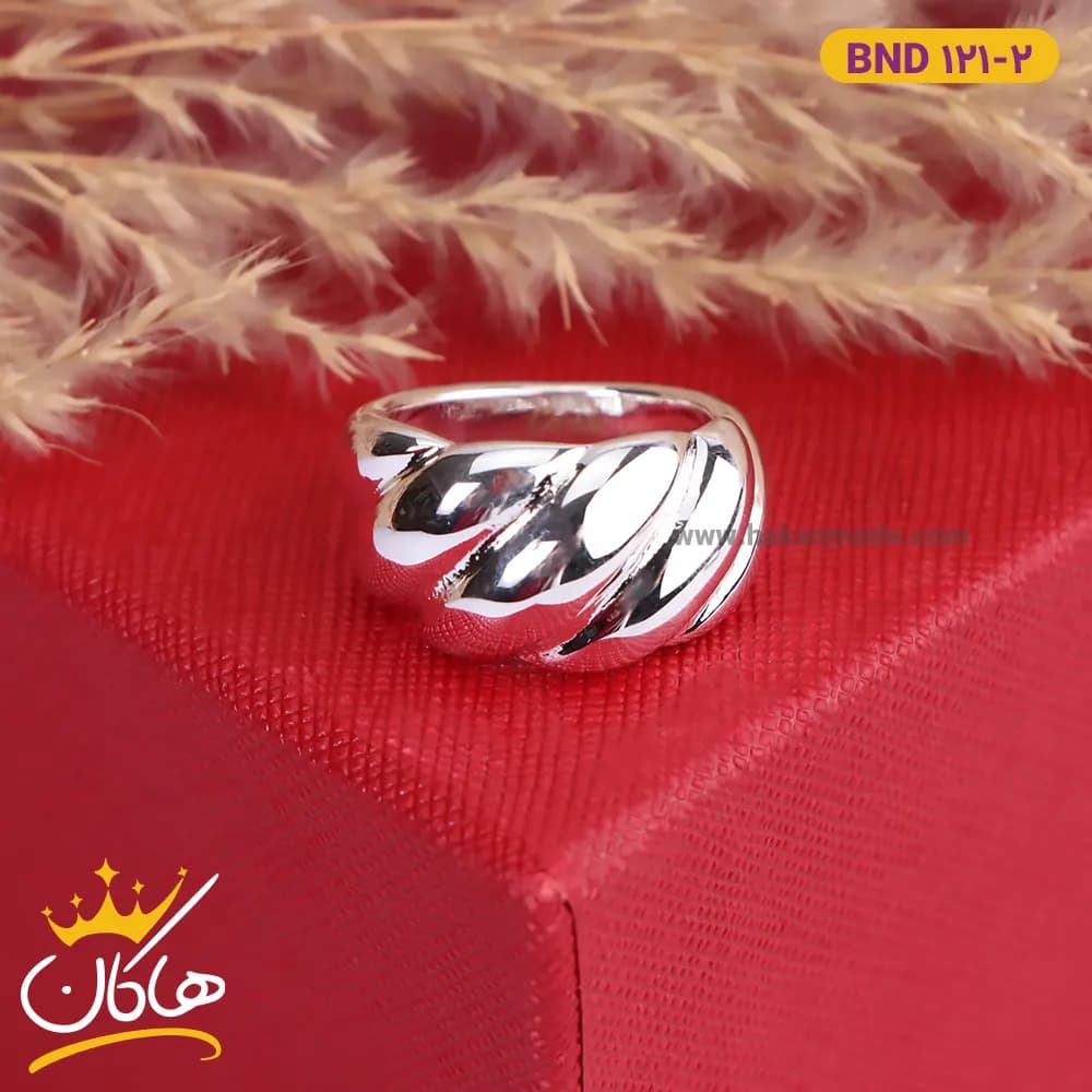 انگشتر استیل زنانه طرح صدف نقره ای | 121/2 bnd