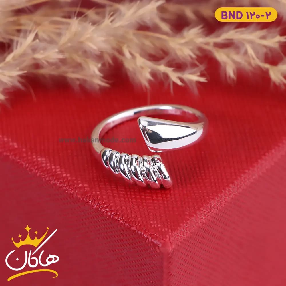 انگشتر استیل زنانه باز نقره ای | 120/2 bnd