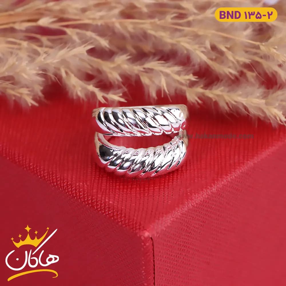 انگشتر استیل زنانه دو لایه طرح صدف | 135/2 bnd