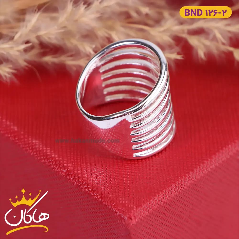 انگشتر استیل زنانه هفت لاین ساده | 126/2 bnd — تصویر ۲
