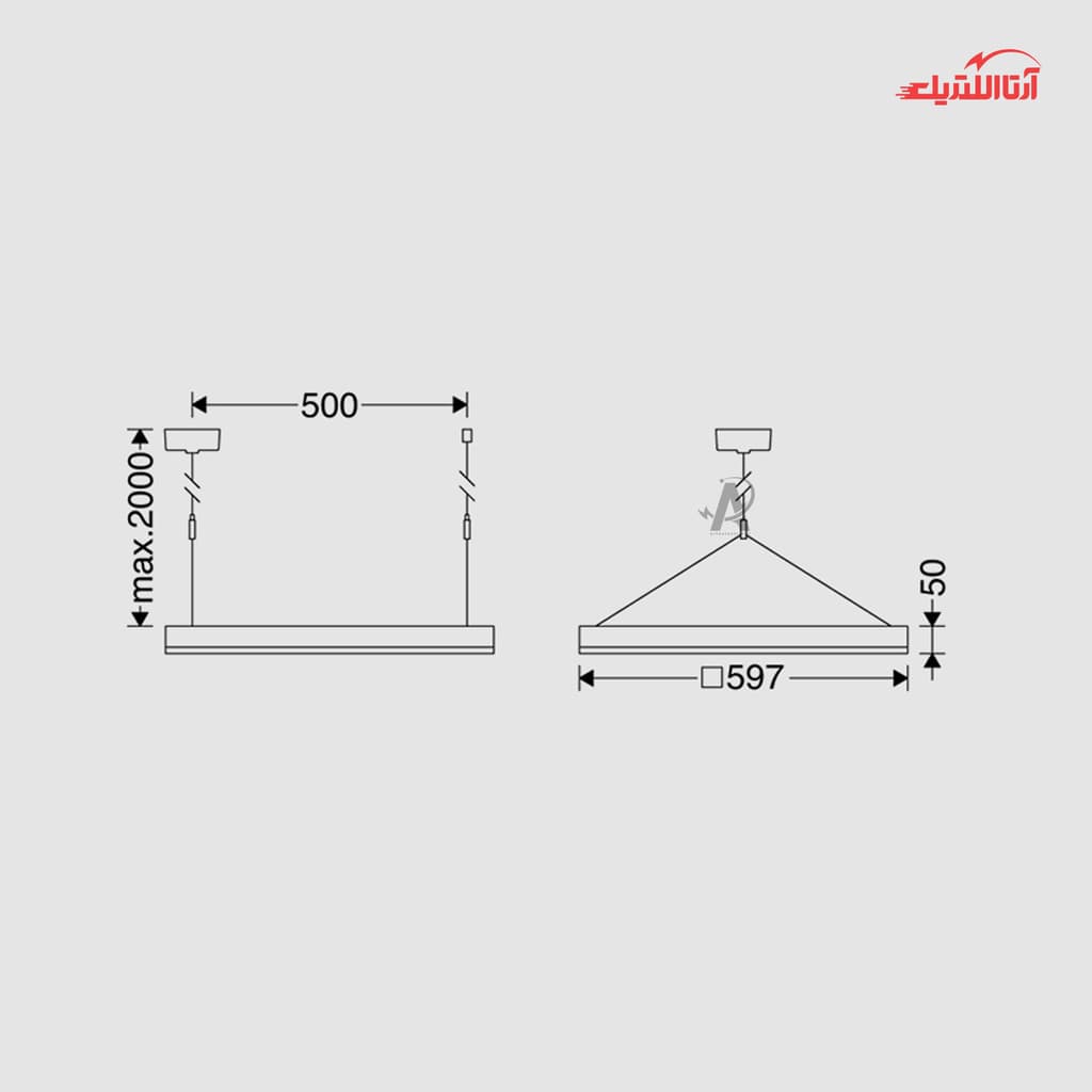 پنل LED آویز 33 وات 60×60 مازی نور مدل الگانس — تصویر ۳