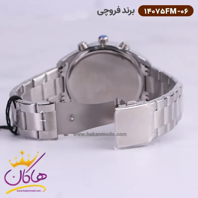 ساعت فروچی مردانه فلزی نقره ای صفحه آبی 14075fm/06 — تصویر ۴