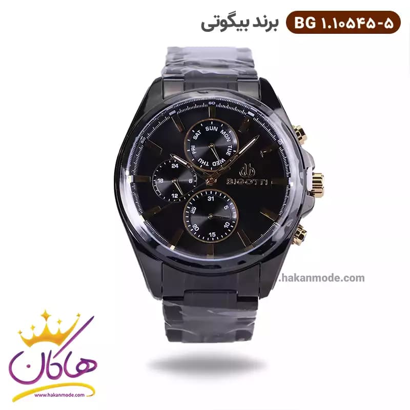ساعت مچی بیگوتی مردانه فلزی مشکی فول تایم کد BG.1.10545-2