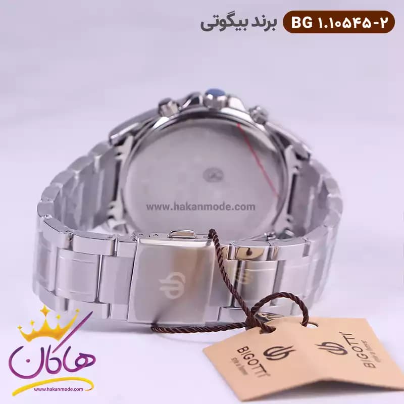 ساعت بیگوتی مردانه فلزی نقره ای صفحه آبی کد BG.1.10545-2 — تصویر ۳