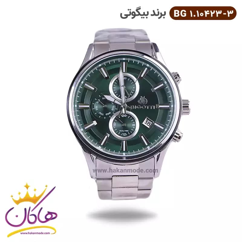 ساعت بیگوتی مردانه فلزی صفحه سبز کد BG.1.10423-3